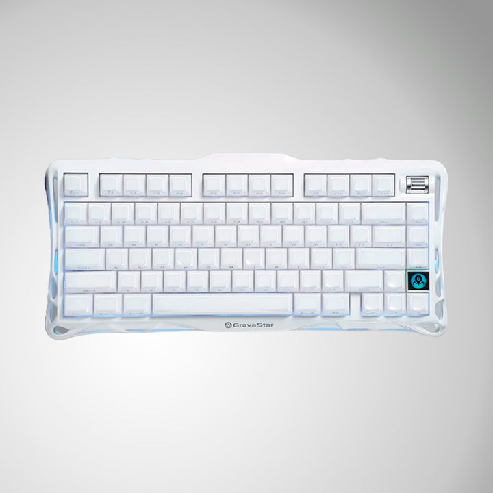 Teclado mecánico gamer GravaStar MERCURY K1 Inalámbrico Ingles OPALINE WHITE EDICIÓN ESPECIAL