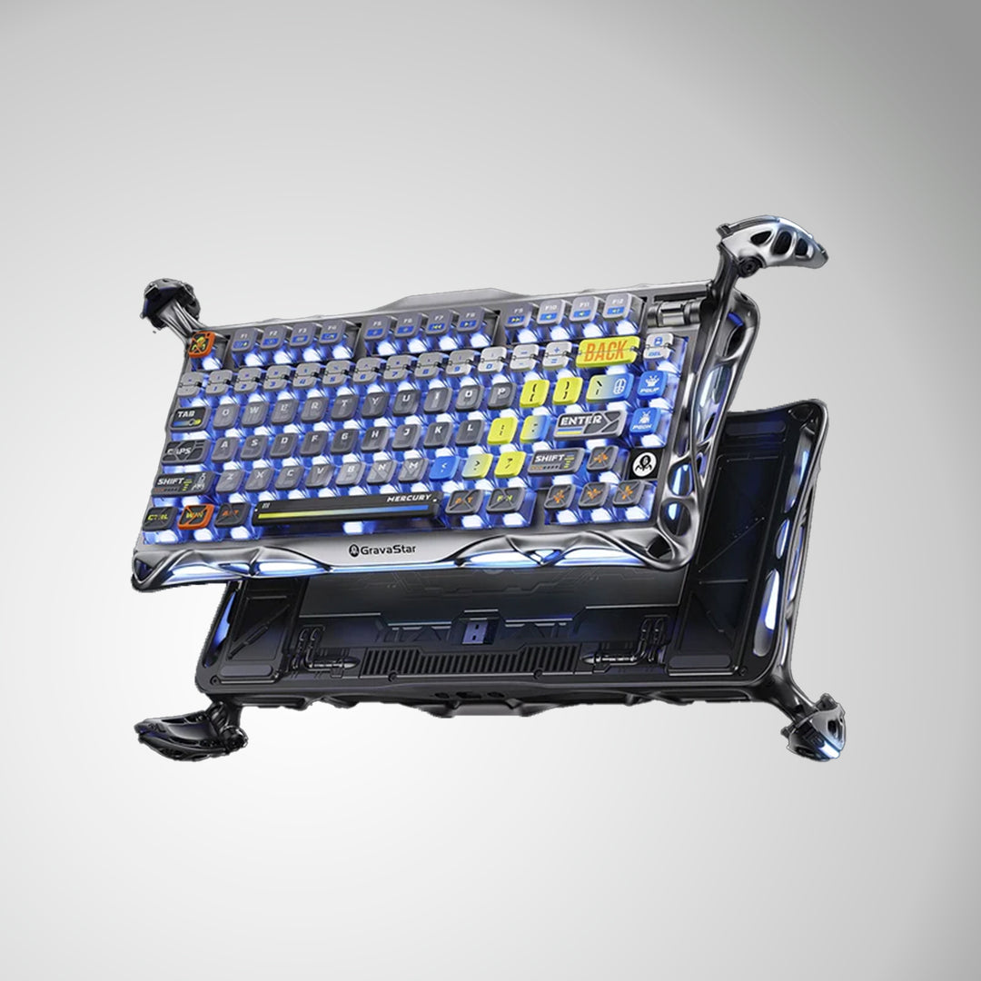 Teclado Gamer Gravastar Mercury K1 Pro, Inalámbrico, Color Interstellar Silver - Achorao