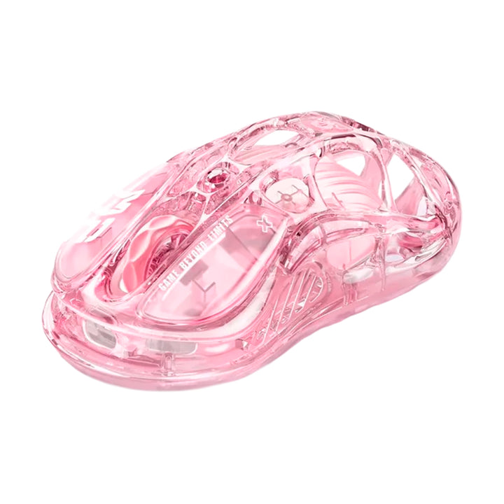 Mouse gamer inalámbrico GravaStar Mercury M2 Crystal Rose, diseño ergonómico en color rosa cristal