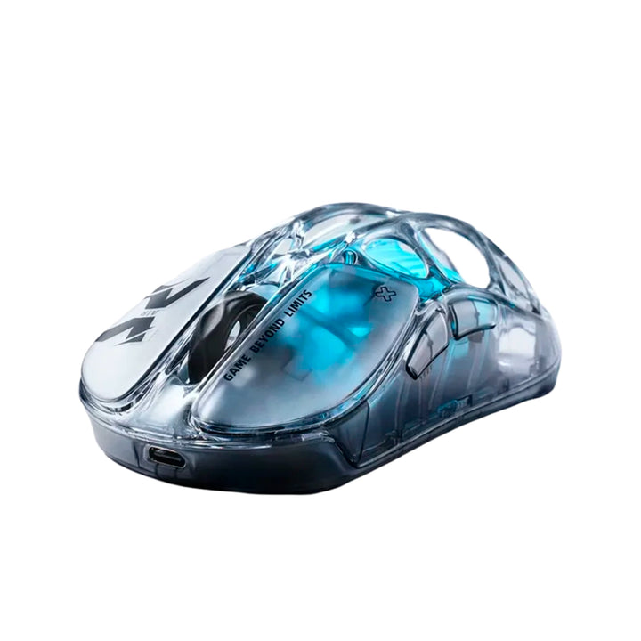 Mouse gamer inalámbrico GravaStar Mercury X AIR Onyx, diseño futurista con carcasa negra y detalles metálicos