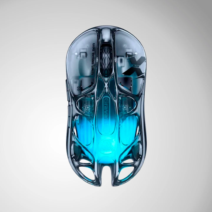 Mouse gamer inalámbrico GravaStar Mercury X AIR Onyx en acabado negro con diseño futurista