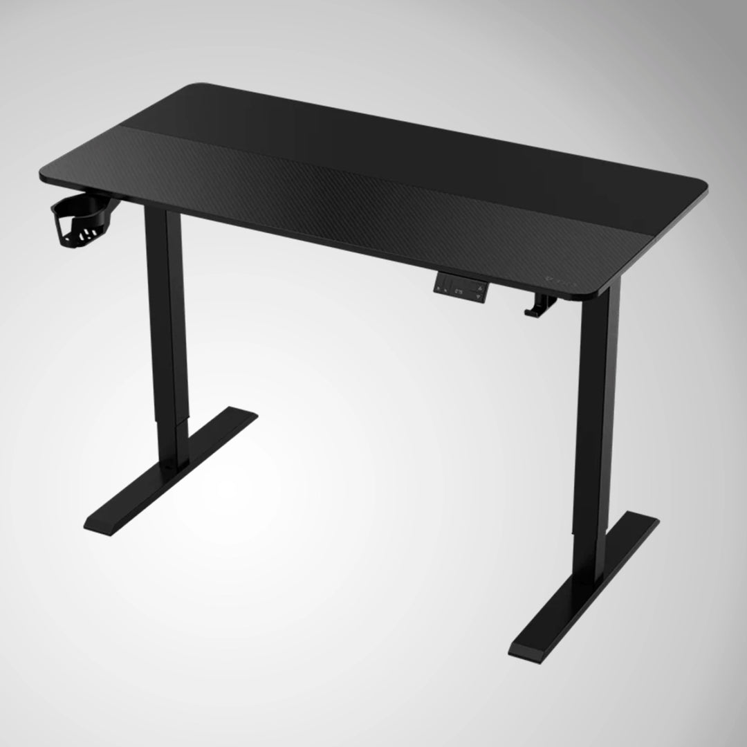 Escritorio gamer ThunderX3 EZLY RACER negro, superficie amplia y moderna, ideal para gaming, en acabado negro brillante.