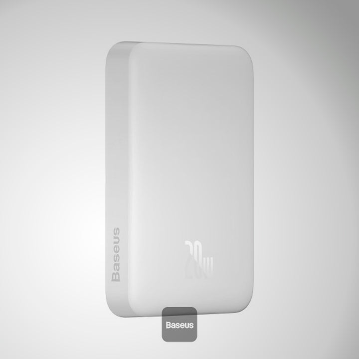 Mini PowerBank inalámbrico magnético Baseus, 10000 mAh, 20W Carga rápida, con cable tipo C, color Blanco