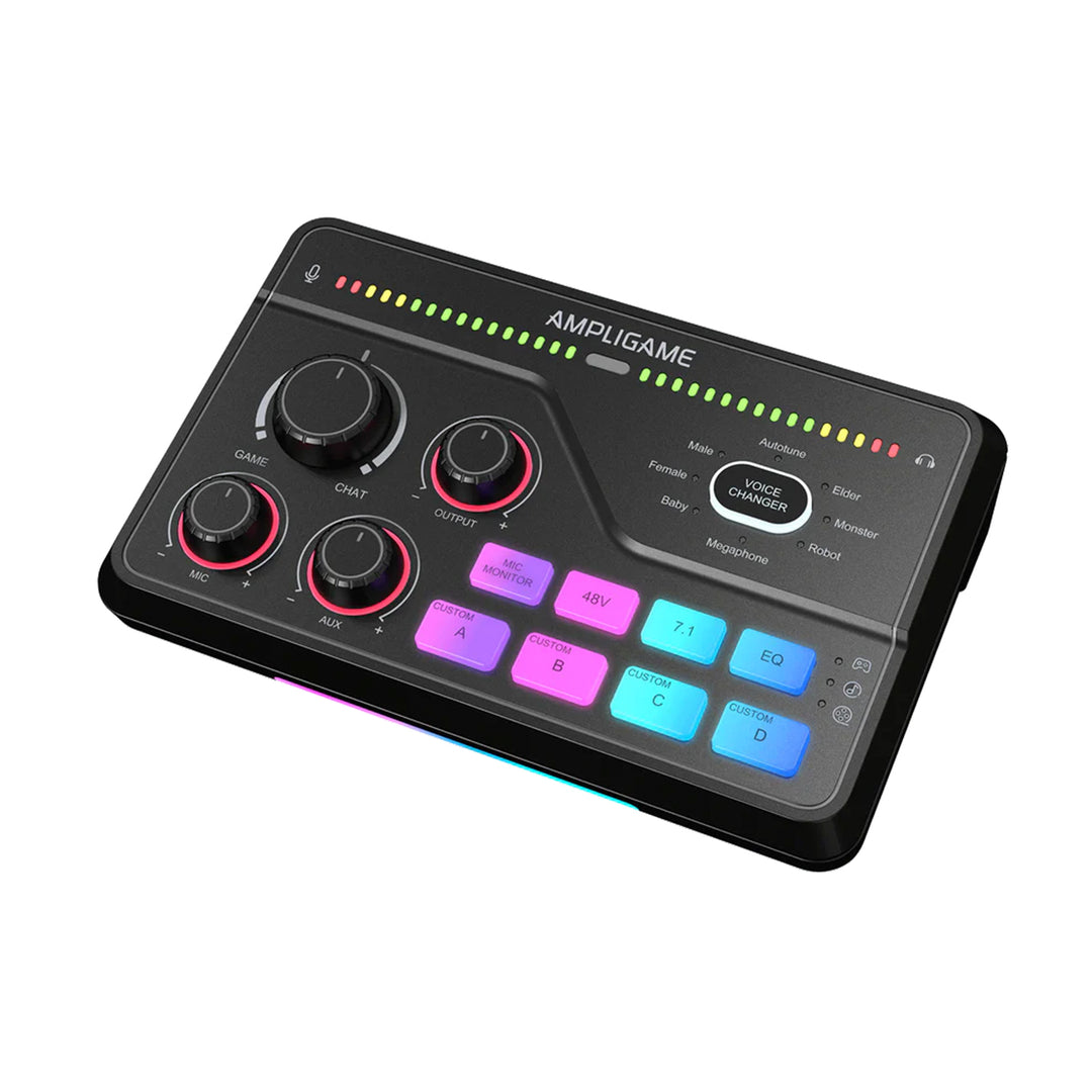 Mezclador de audio para streaming y gaming FIFINE AmpliGame SC8 USB con efectos de voz - Achorao