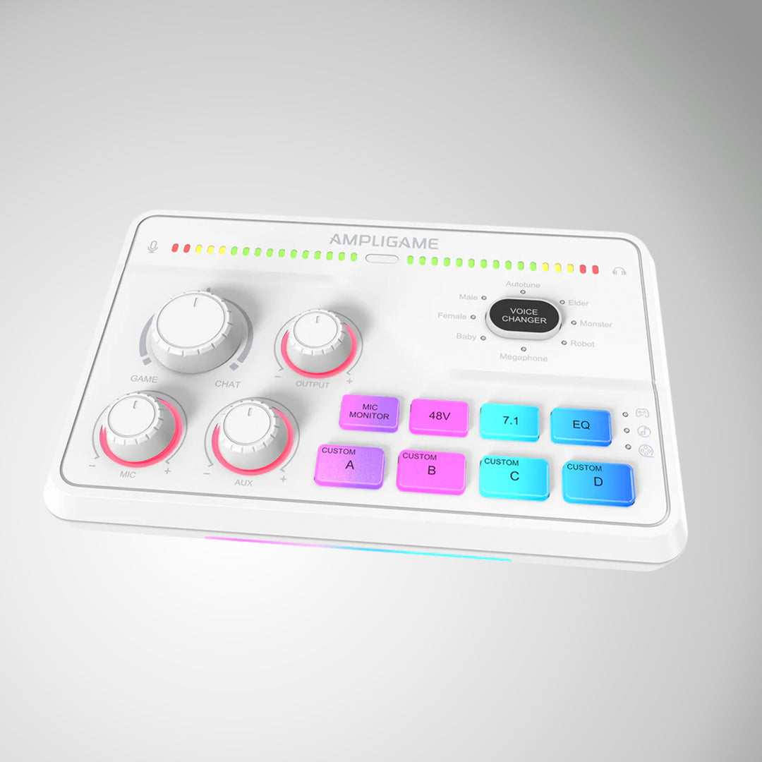Mezclador de audio para streaming y gaming FIFINE AmpliGame SC8 USB con efectos de voz - Achorao