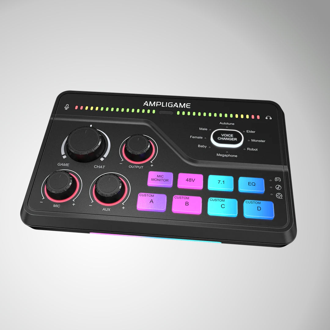 Mezclador de audio para streaming y gaming FIFINE AmpliGame SC8 USB con efectos de voz - Achorao
