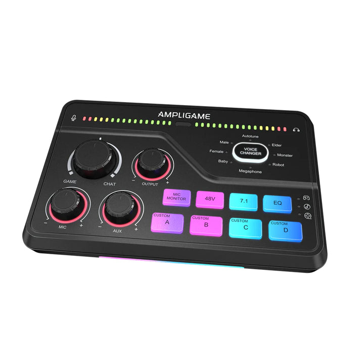 Mezclador de audio para streaming y gaming FIFINE AmpliGame SC8 USB con efectos de voz - Achorao