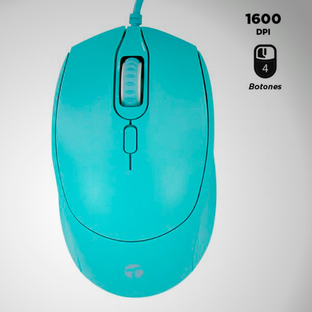 Mouse Óptico Teros TE-1227S, 800-1200-1600 DPI USB 4 Botones, Color Verde - Achorao
