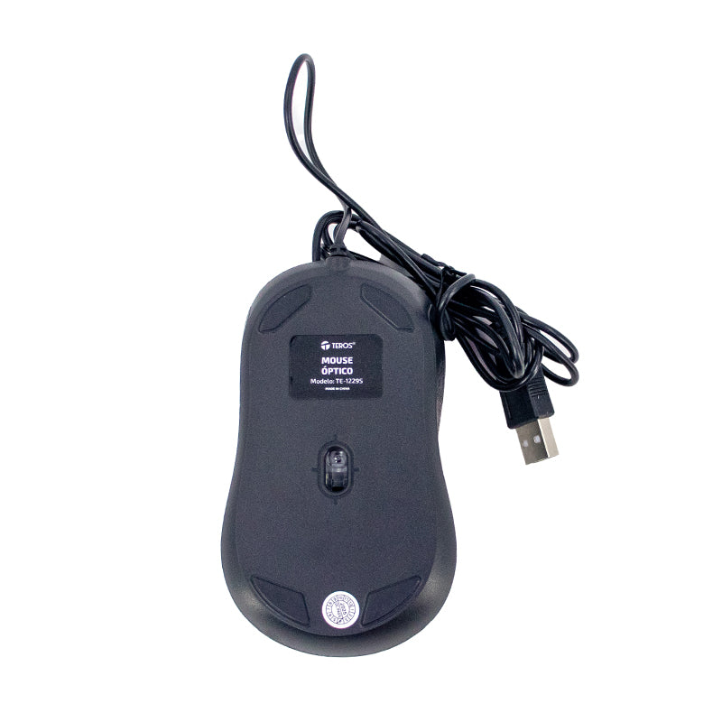 Mouse óptico Teros TE-1229S USB, 4 botones, negro - Achorao