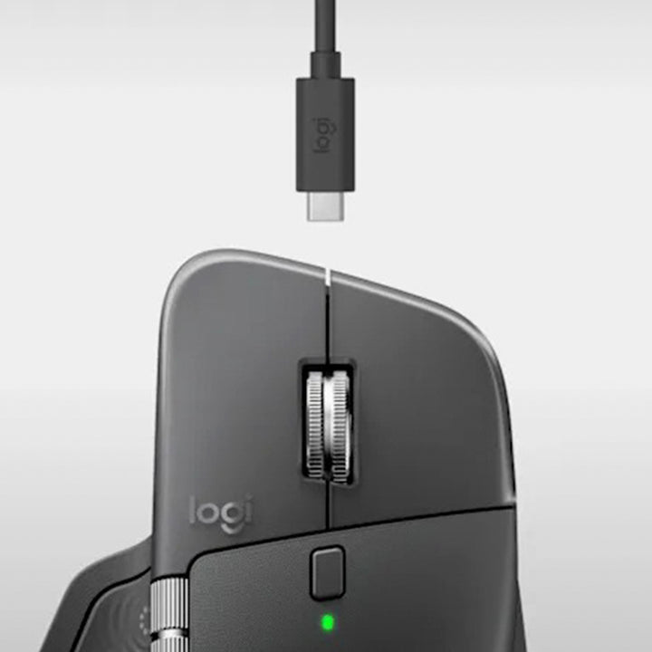 Ratón inalámbrico Logitech MX Master 4 para oficina con receptor y conexión Bluetooth, diseñado para productividad y comodidad.