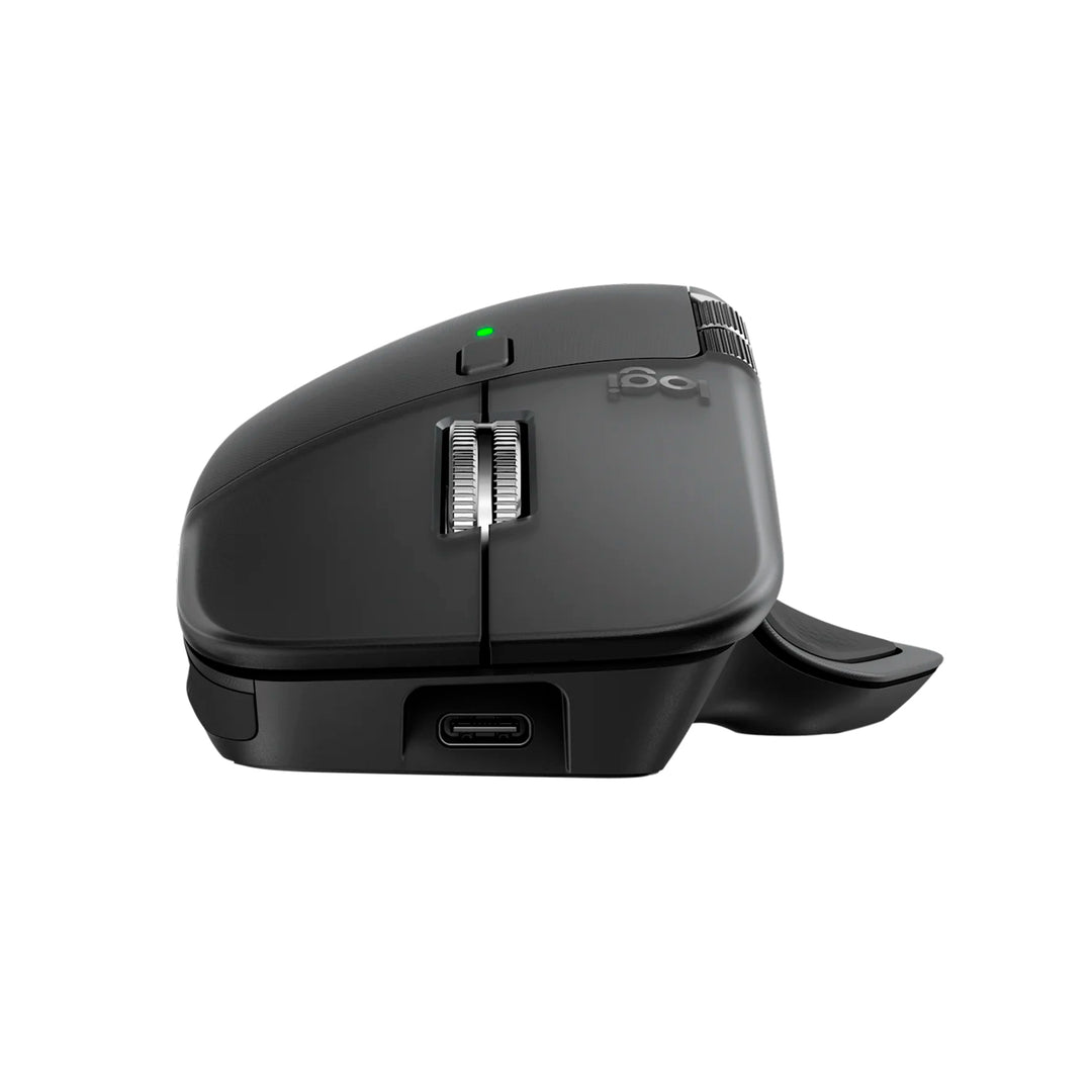 Ratón inalámbrico Logitech MX Master 4 en color grafito, con receptor y conectividad Bluetooth, ideal para oficina.