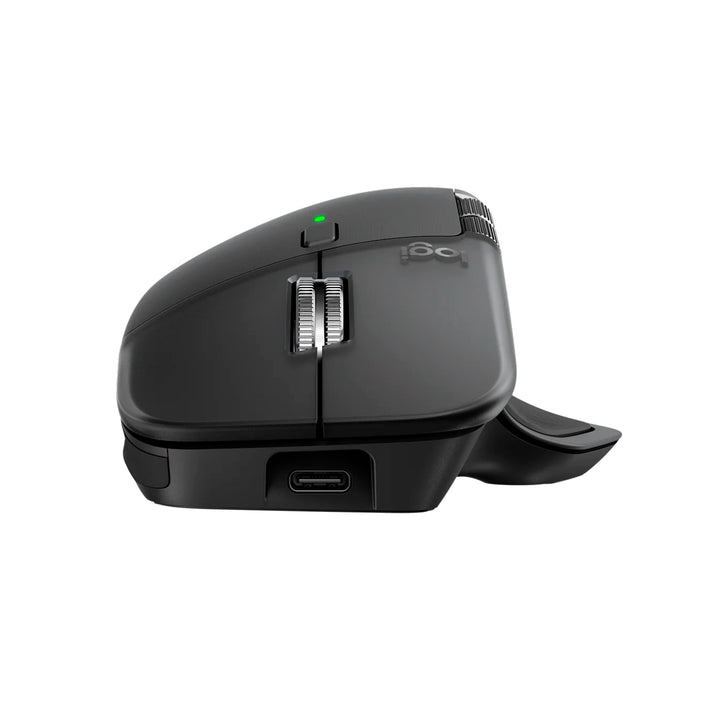 Ratón inalámbrico Logitech MX Master 4 en color grafito, con receptor y conectividad Bluetooth, ideal para oficina.