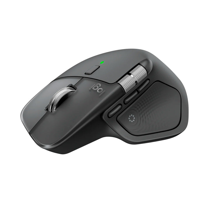 Ratón inalámbrico Logitech MX Master 4 en color grafito, con receptor y conectividad Bluetooth para oficina.