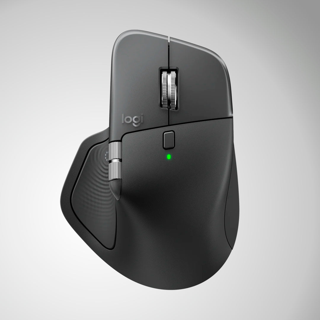 Ratón Logitech MX Master 4 inalámbrico y Bluetooth, de oficina, con receptor y diseño en grafito en la imagen.