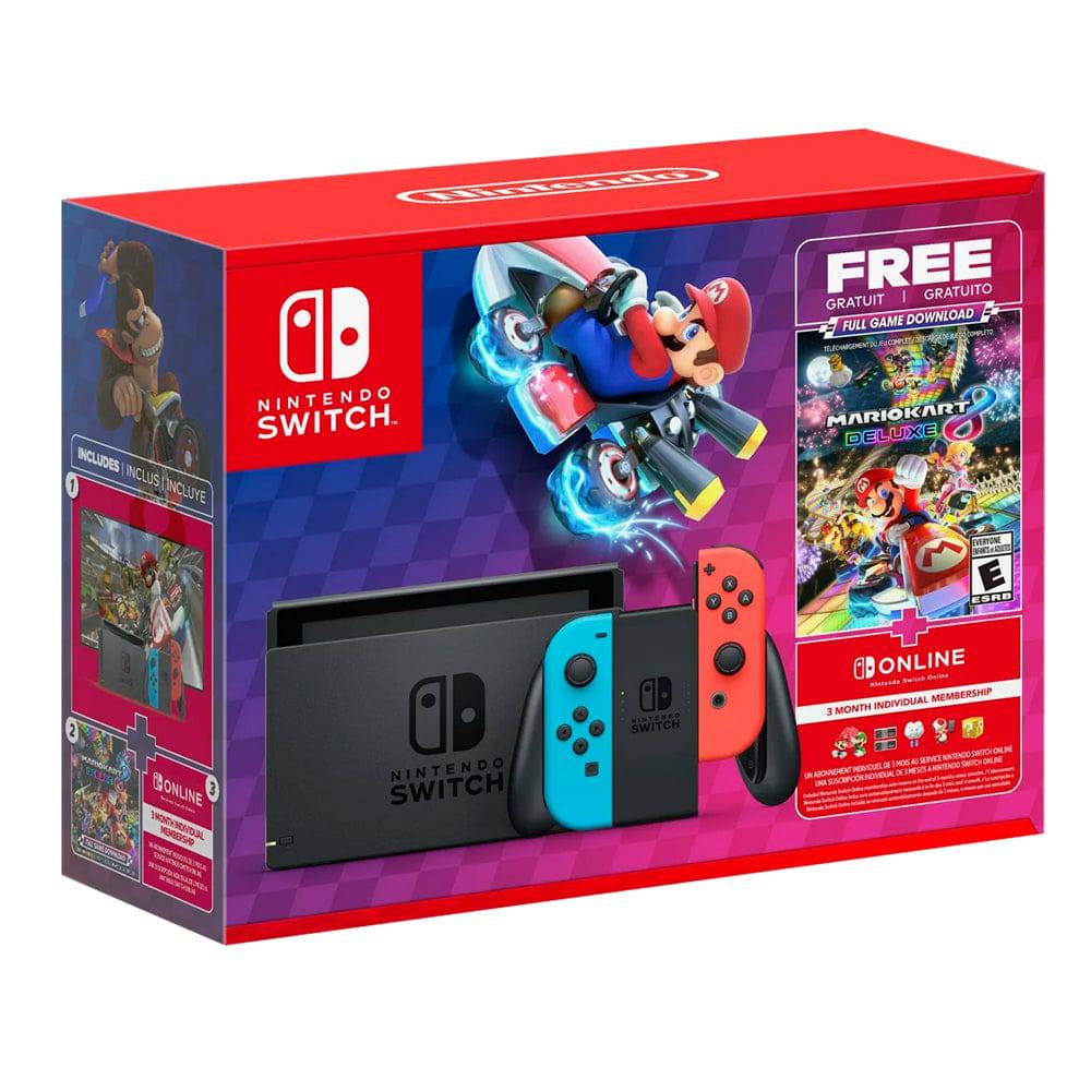 Nintendo Switch  32Gb Azul/Rojo Neón + Mario Kart 8 Deluxe + 3 meses de membresia - Achorao