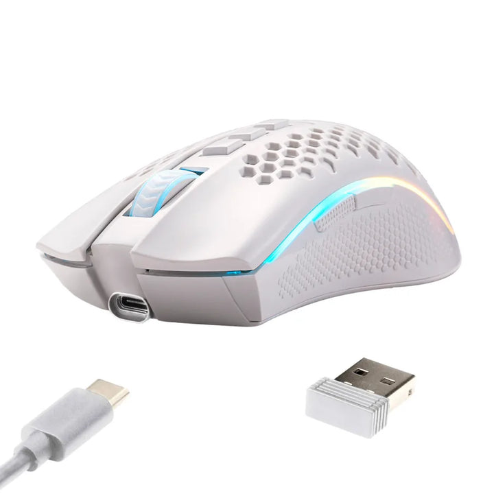 Mouse gamer Redragon Storm Pro M808-KS, inalámbrico, RGB, blanco - Achorao
