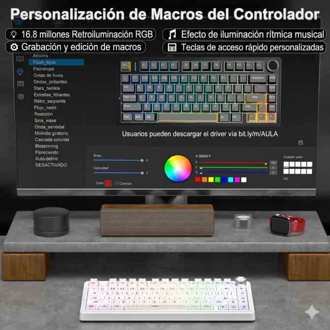 Teclado Aula F75 RGB Inalambrico Ingles - Star Vector Switch - Achorao