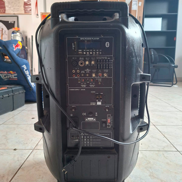 Parlante 15" Activo Portátil con Bluetooth y Ecualizador (Ideal para eventos/reuniones) DEMO