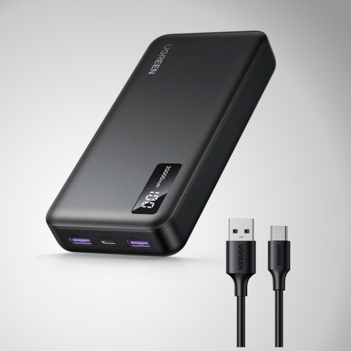Power bank UGREEN PB312 20000 mAh, 20 W, carga rápida bidireccional Grafito - Achorao