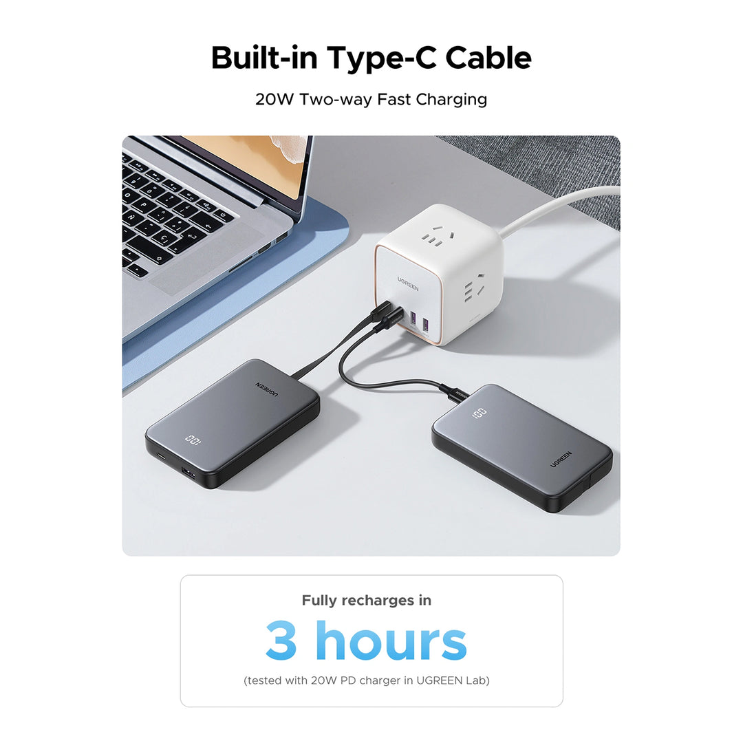 Power Bank UGREEN de 20 W con cable integrado 75161B PB526