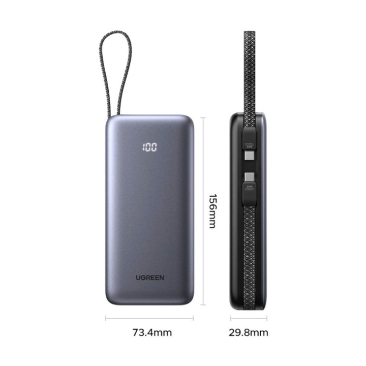 PowerBank Ugreen 30W, 20000 mAh, PB528 con cable integrado