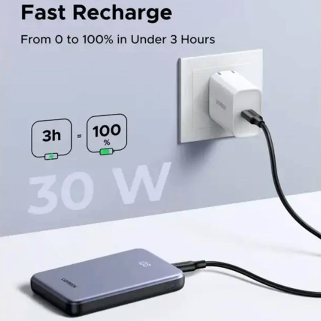 PowerBank Ugreen 30W, 20000 mAh, PB528 con cable integrado