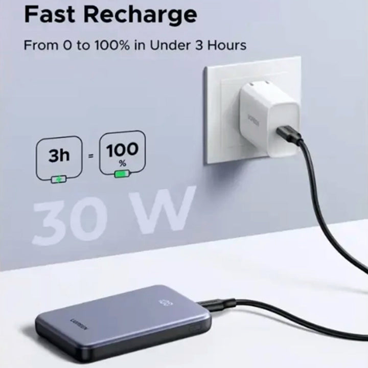 PowerBank Ugreen 30W, 20000 mAh, PB528 con cable integrado