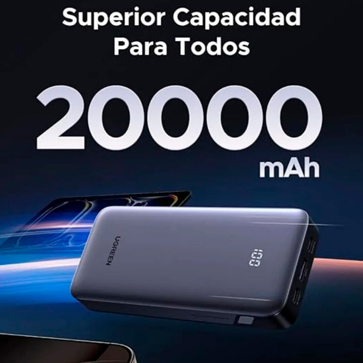 Power Bank Ugreen 30W Carga Rápida 20000mAh Negro PB532 55989B