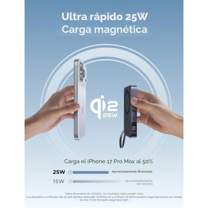 Power bank UGREEN inalámbrico MagFlow 30w 10000 mAh PB773