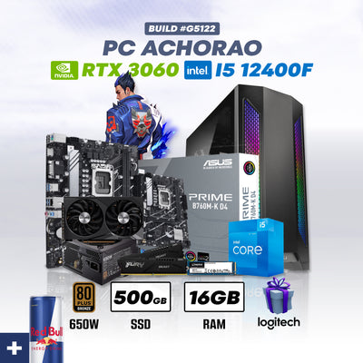 CPU GAMER ACHORAO #G5122 CORE I5 12400F | RTX 3060 12GB | 500GB SSD | 16GB DDR4