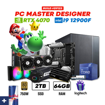 CPU MASTER DESIGNER #D9123 INTEL CORE I9 12900F | RTX 4070 12GB | 2TB SSD | 64GB DDR5 | ENF. LIQ.