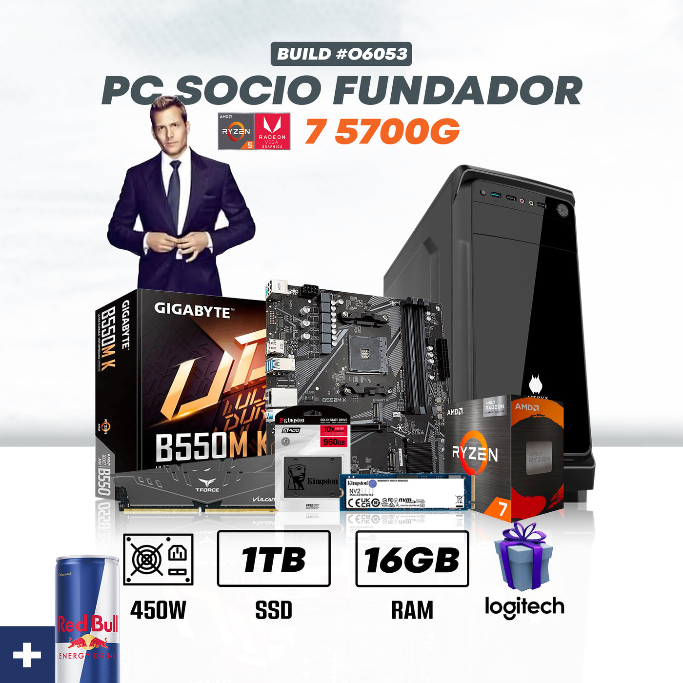 CPU OFICINA SOCIO FUNDADOR #O6053 RYZEN 7 5700G | VEGA 7 | 1TB SSD | 16GB DE RAM