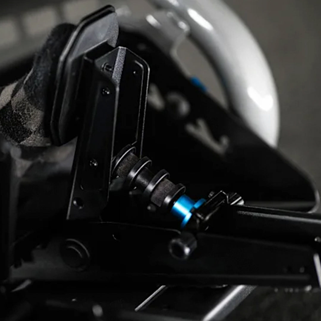 Logitech G RS pedals with USB connection for racing simulator setups, featuring a sturdy design and adjustable pedal tension.
