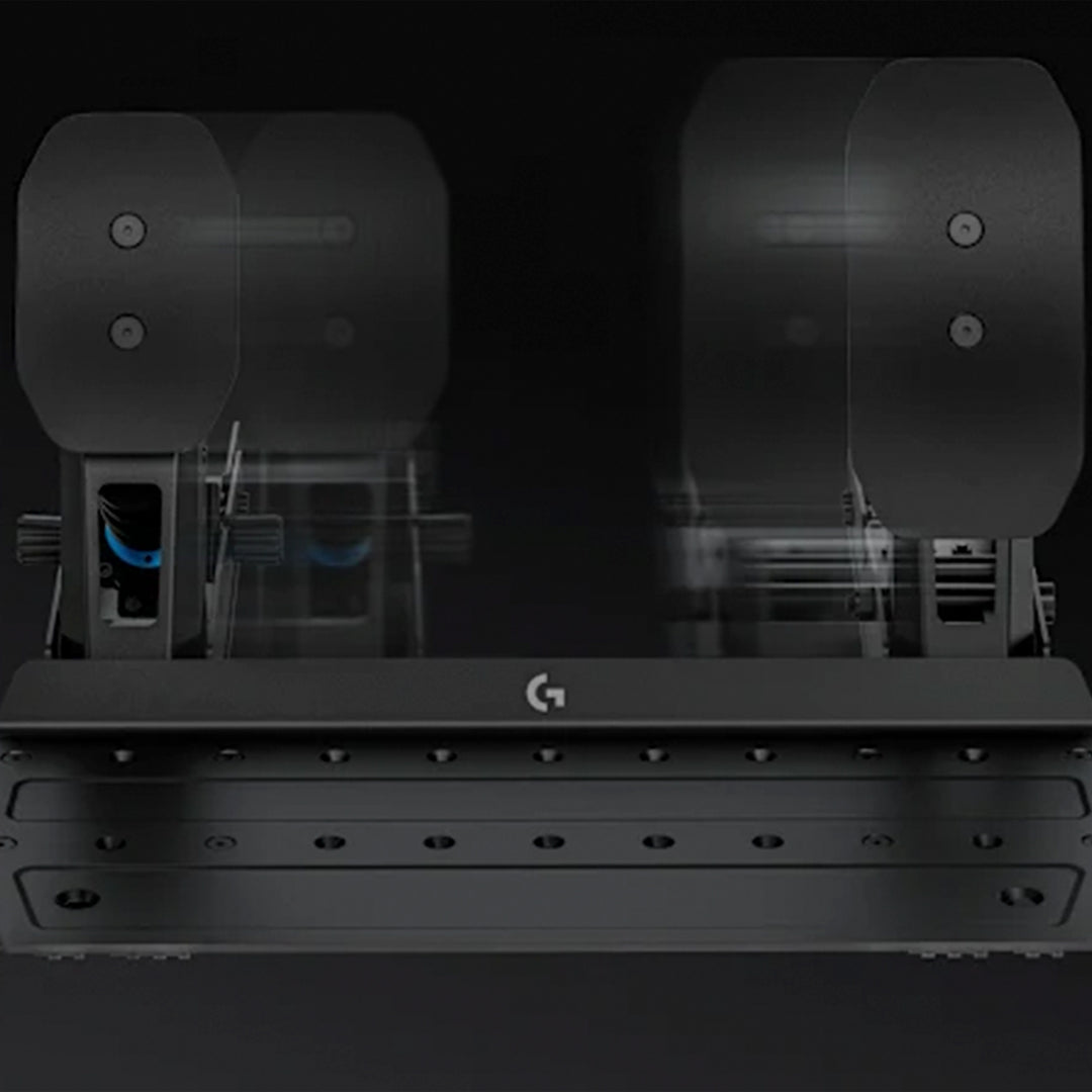Logitech G RS Pedals with USB connection for racing simulators, featuring brake, accelerator, and clutch pedals.