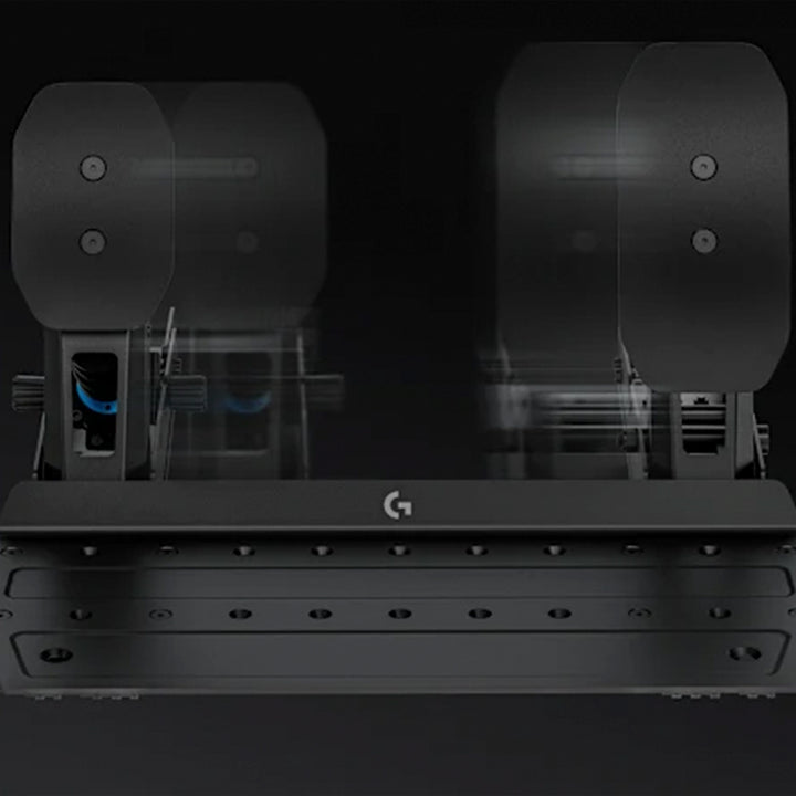 Logitech G RS Pedals with USB connection for racing simulators, featuring brake, accelerator, and clutch pedals.
