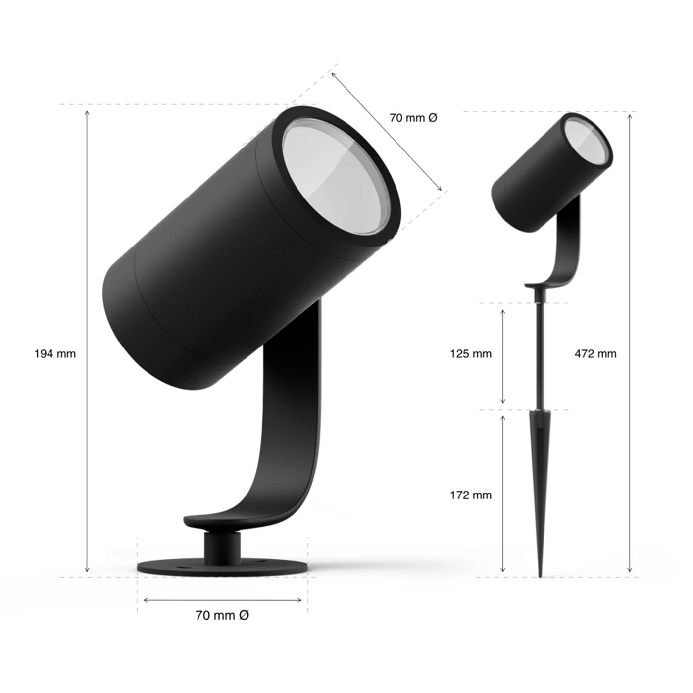 Foco para exteriores Phillips Hue Lily Spike Black - Achorao