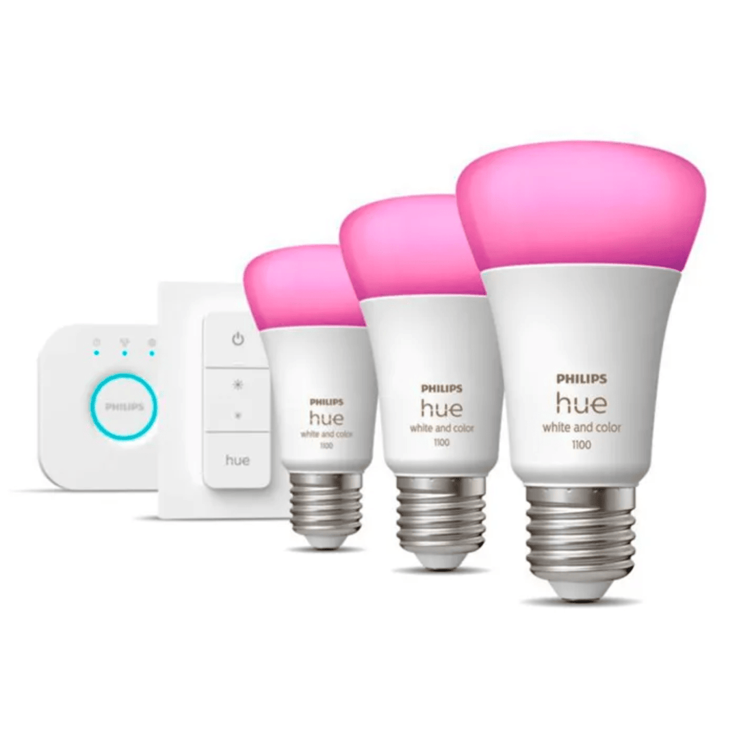 Focos Inteligentes BT Philips Hue Starter Kit x3 E27+ Bridge Color + Dimmer switch - Achorao