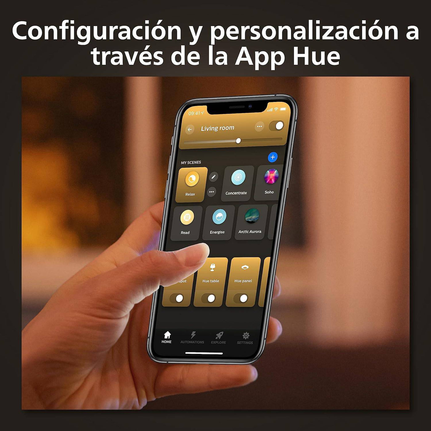 Philips Hue - Panel Led Inteligente Aurelle, 21W-2450 lúmens, Luz Blanca de Cálida a Fría, Compatible con Alexa y Google Home, 39cm diámetro, Blanco - Achorao