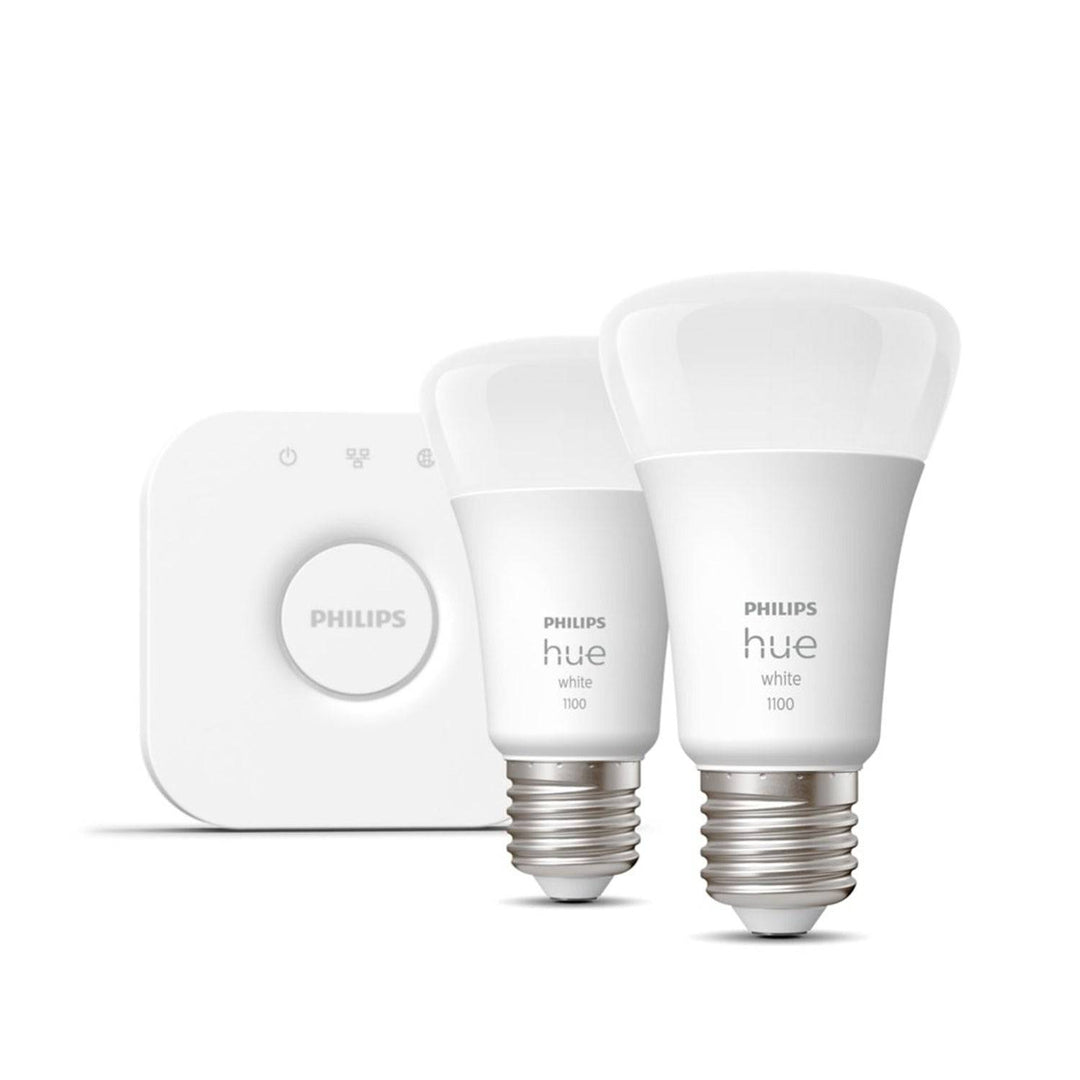 Starter Kit x2 Focos Inteligentes Cálido Philips Hue E27 9w + Bridge - Achorao
