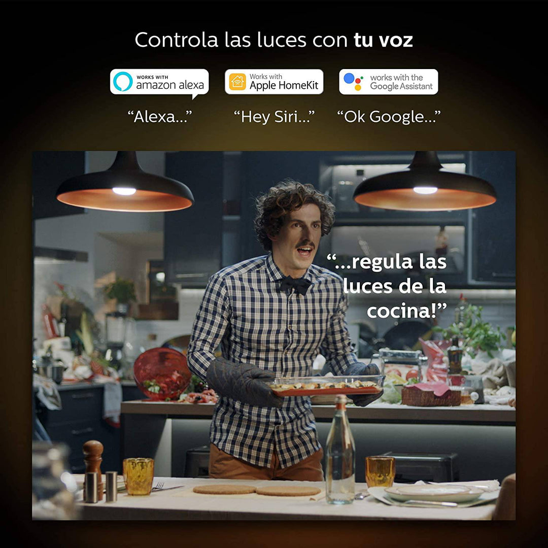 Starter Kit x2 Focos Inteligentes Cálido Philips Hue E27 9w + Bridge - Achorao