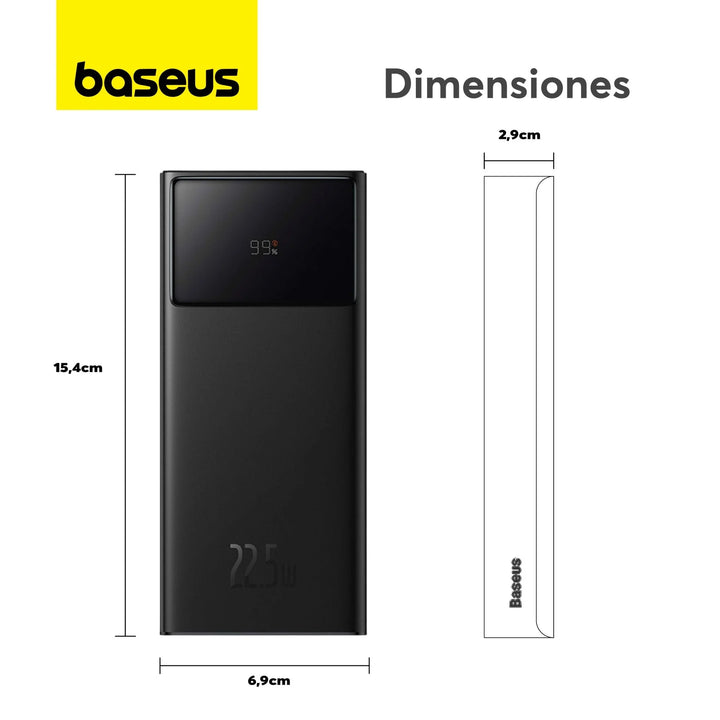 Power bank Baseus Star-Lord 30000 mAh, 22.5 W, carga rápida, pantalla digital, black - Achorao