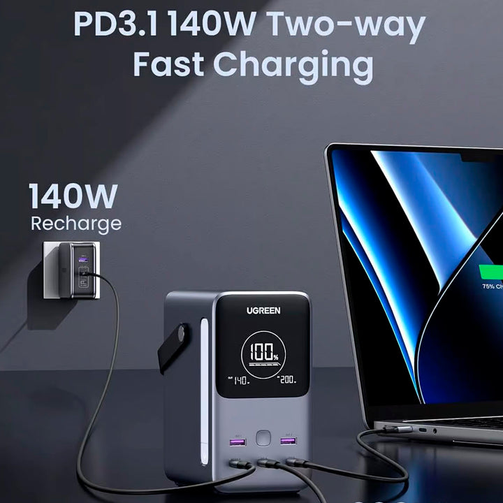 Powerbank UGREEN 48000mAh 300W con pantalla digital, Fast Charging PB770