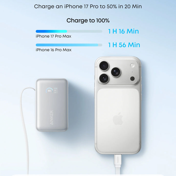 Power Bank Anker Nano 10000 mAh 45W con Cable Retractil Tipo C