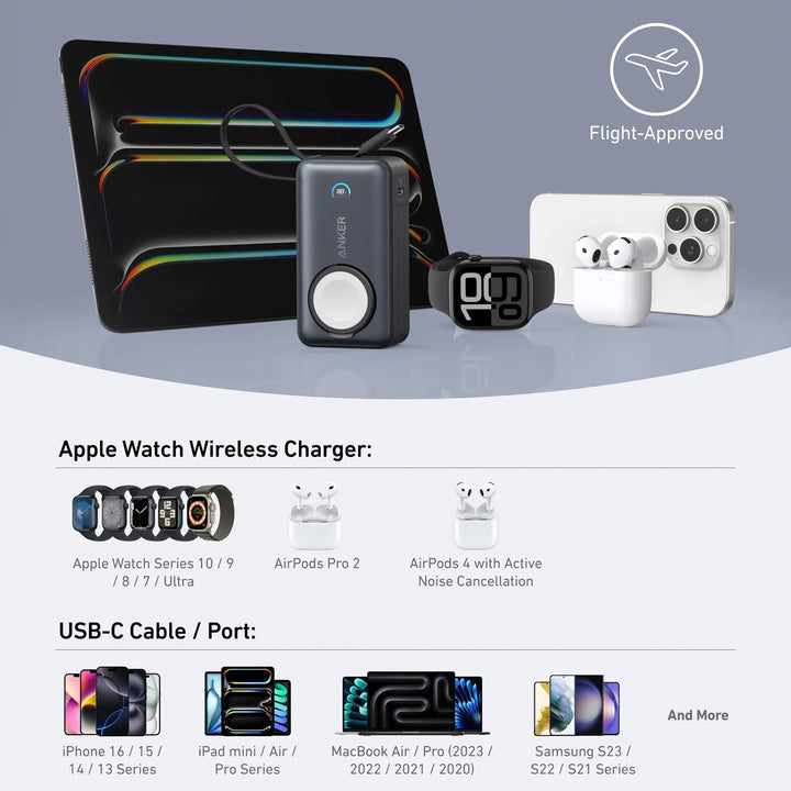 Power Bank Anker MagGo (10K, 35W, para Apple Watch)  A1657H11