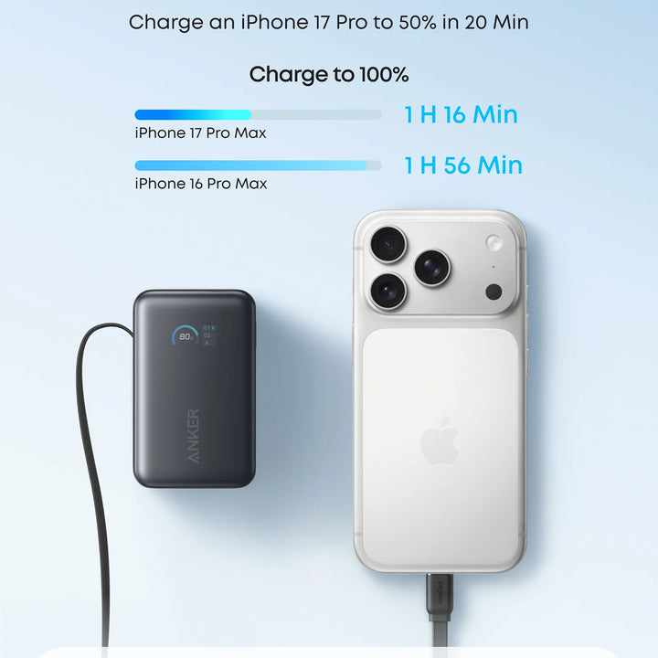 Power Bank Anker Nano 10000 mAh 45W con Cable Retractil Tipo C