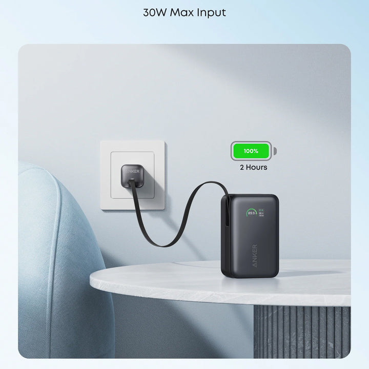 Power Bank Anker Nano 10000 mAh 45W con Cable Retractil Tipo C