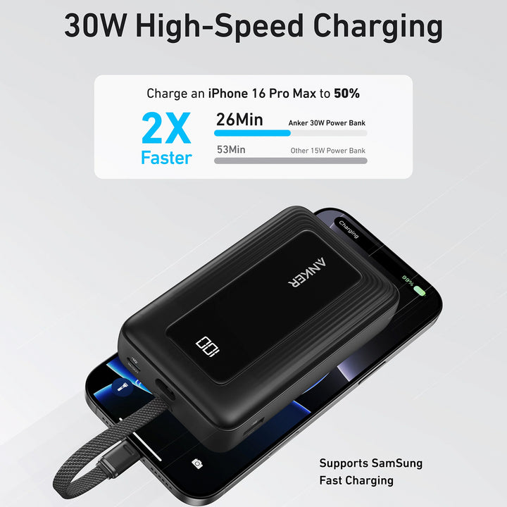 Anker Power Bank 20000 mAh, 30W Con USB-C Cable