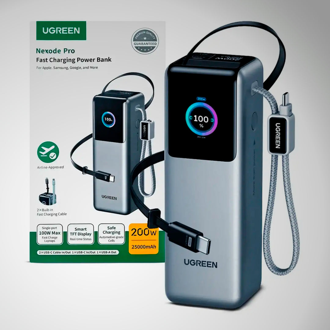 Powerbank UGREEN con cable retráctil 200W 25000mAh PB728