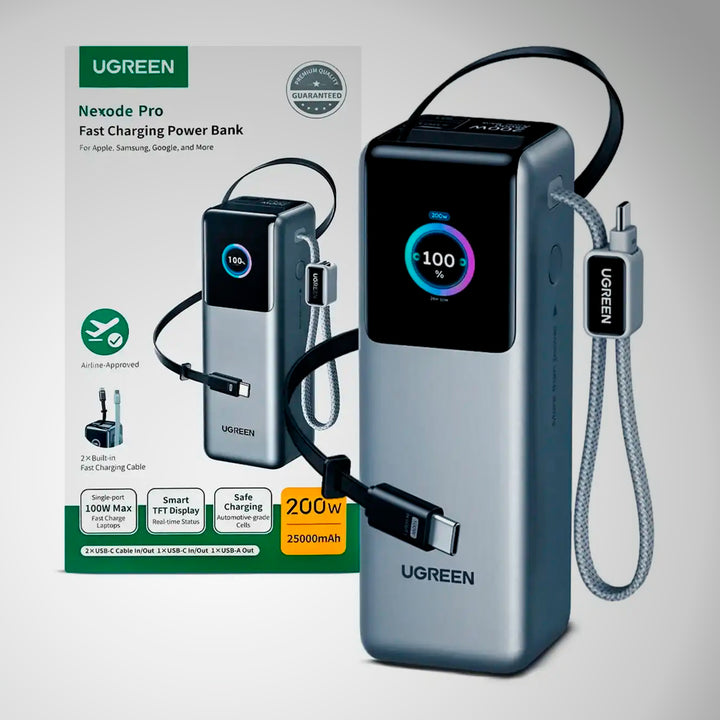 Powerbank UGREEN con cable retráctil 200W 25000mAh PB728