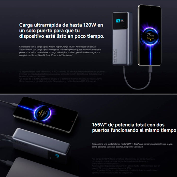 Power Bank Xiaomi 165W 10000mAh con cable integrado GL PB1165MI